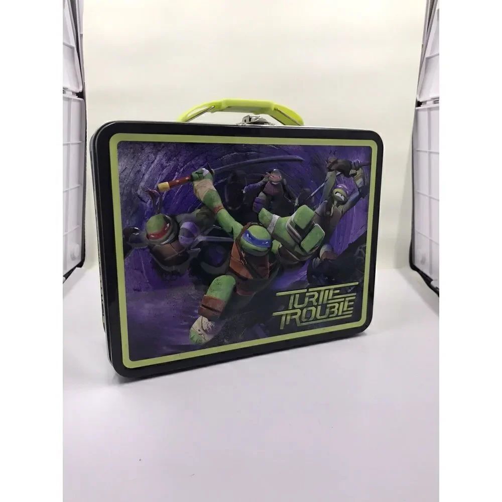 TMNT Turtle Trouble Metal Lunchbox Lunch Box 2012 Embossed Tin Pre-owned